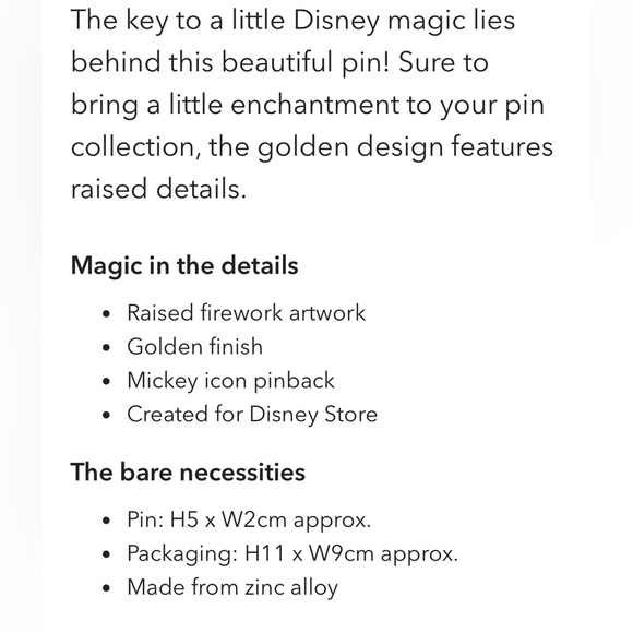 Disney Store Golden Key and Lock Pin - Picture 3 of 6